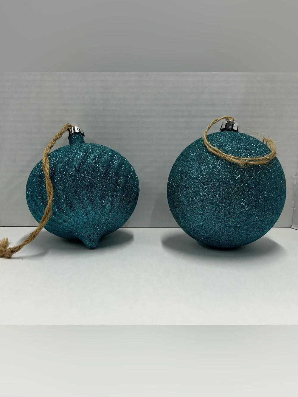 Glitter Christmas ornaments 6” teal